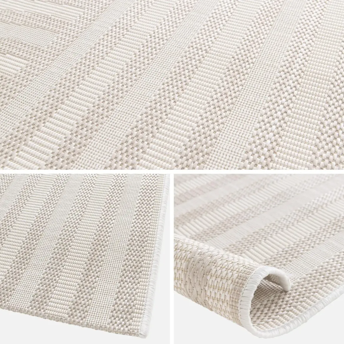 Tappeto per interni/esterni, motivo ad arco beige, poliestere riciclato