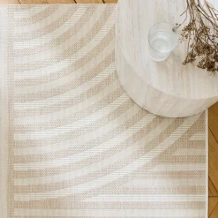 Tappeto per interni/esterni, motivo ad arco beige, poliestere riciclato