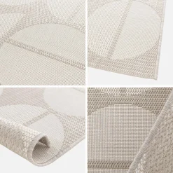 Tappeto per interno/esterno motivi geometrici crema, beige