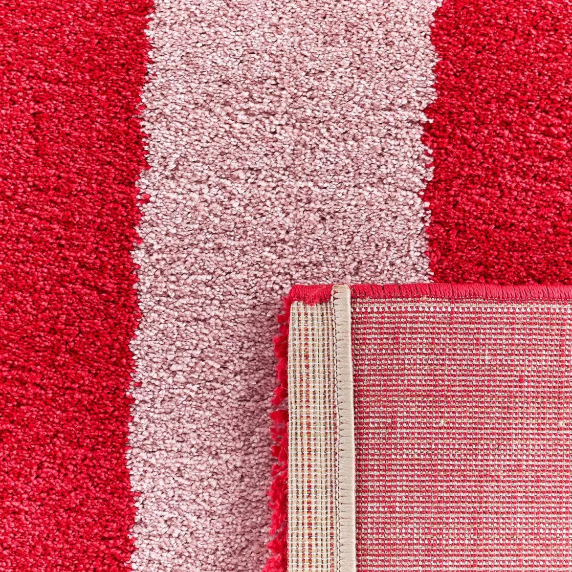 Tappeto da interno a righe rosse e rosa