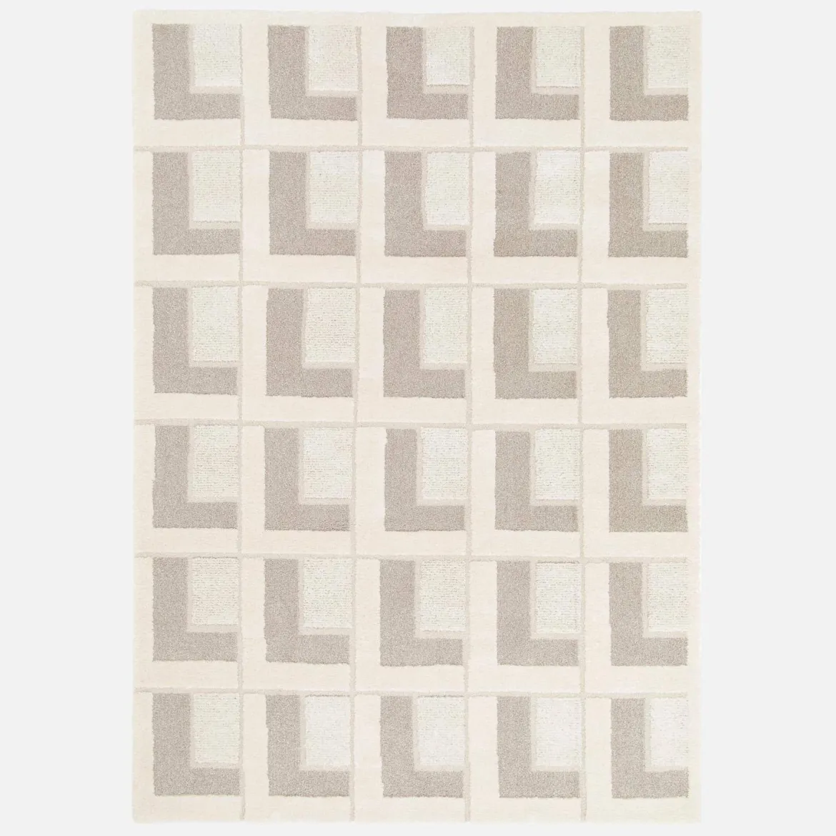 Tappeto da interno con motivi geometrici crema