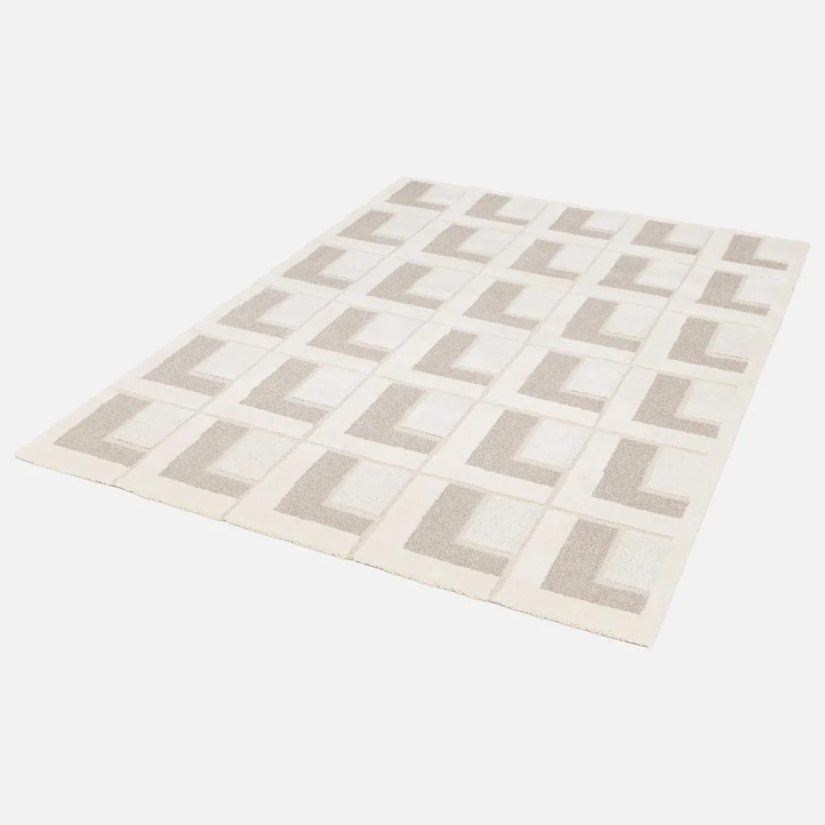 Tappeto da interno con motivi geometrici crema