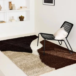 Tappeto da interno shaggy motivi geometrici beige, marrone, nero