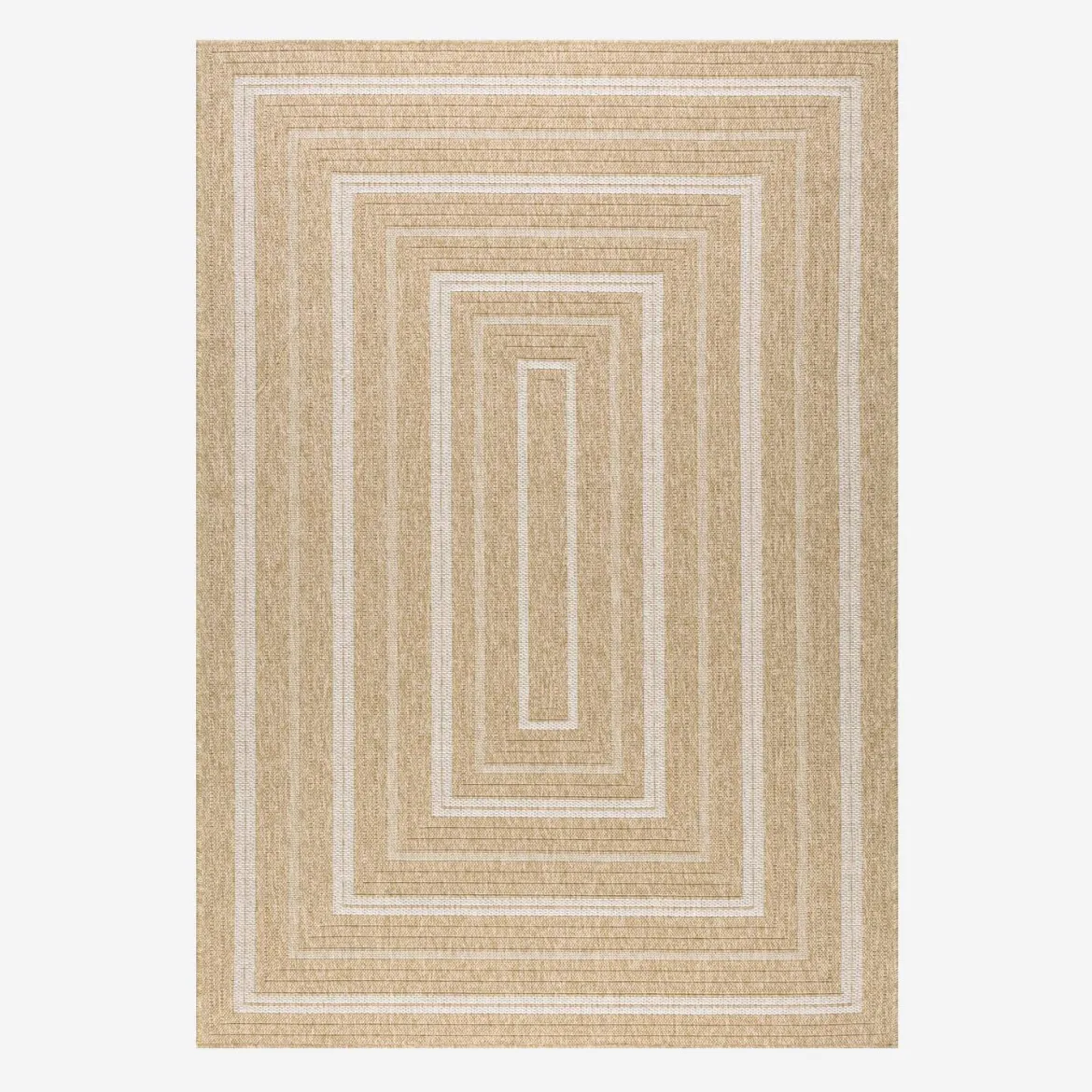 Tappeto interno/esterno effetto iuta beige con motivi