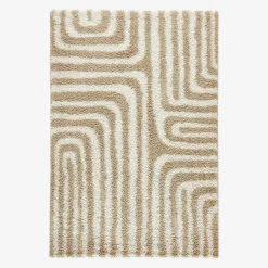 Tappeto interno shaggy motivi geometrici beige