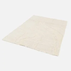 Tappeto interno shaggy motivo con rilievo crema