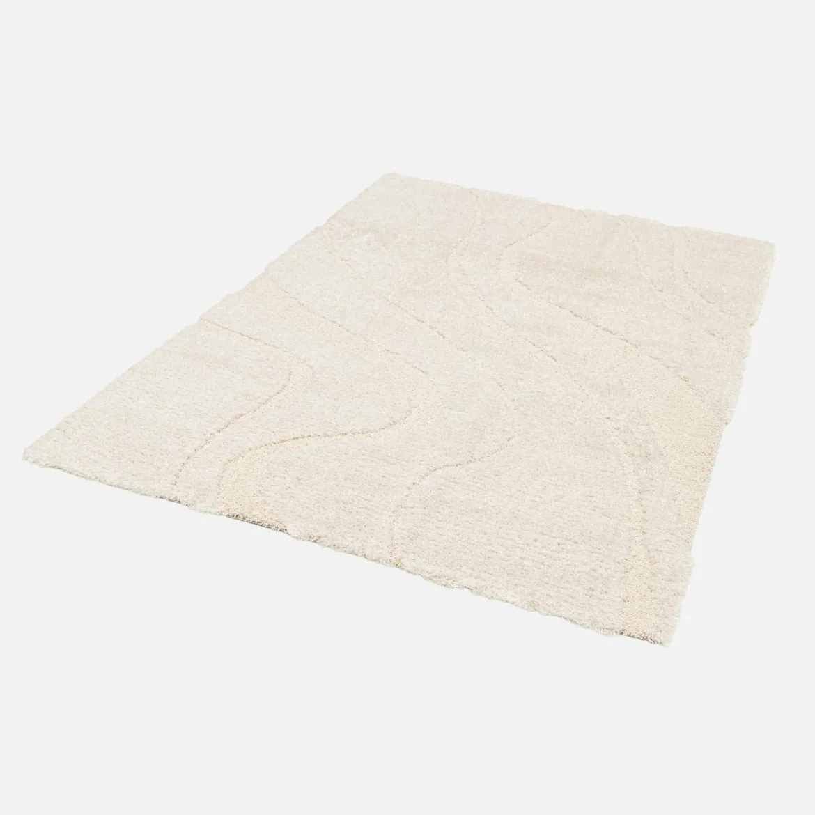 Tappeto interno shaggy motivo con rilievo crema