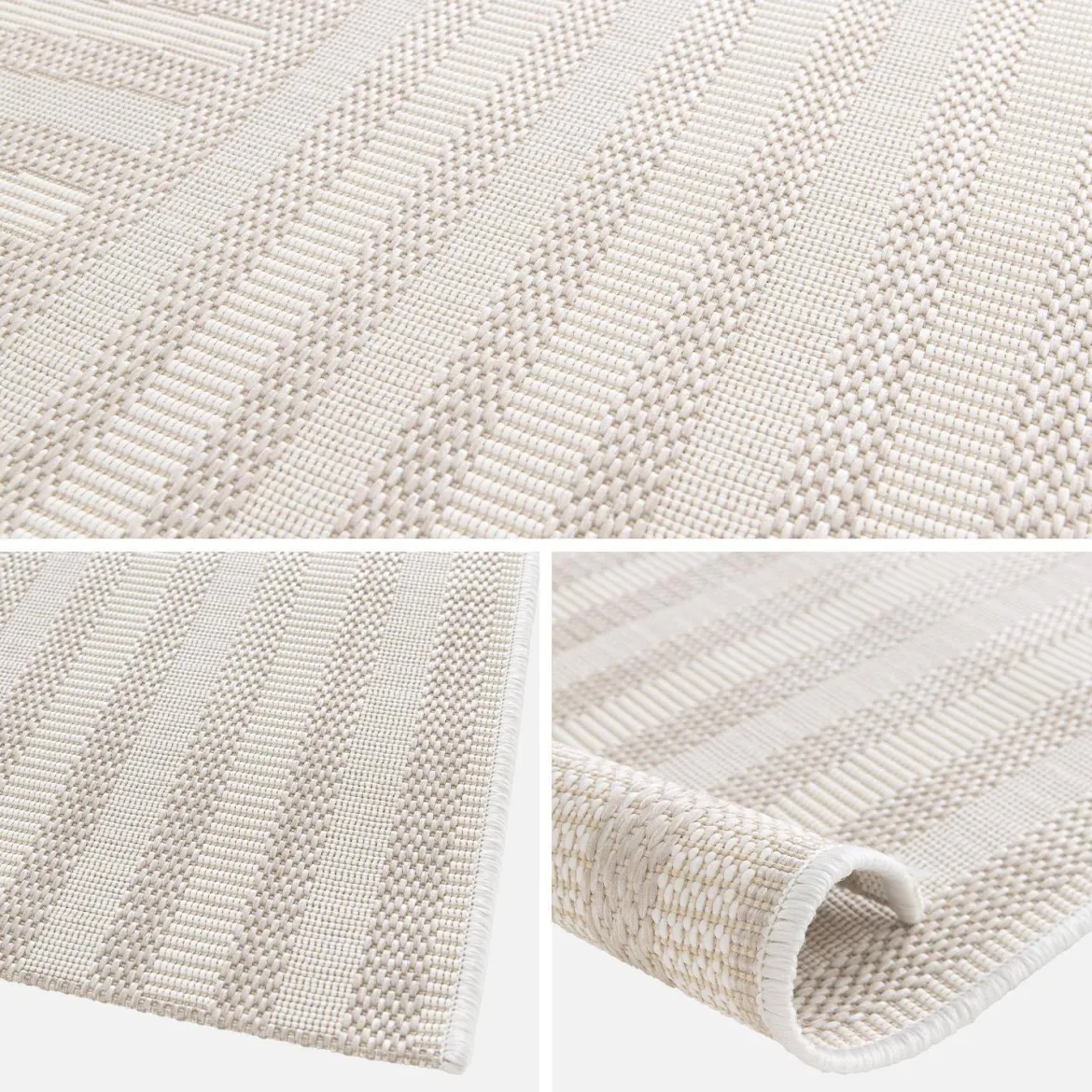Tappeto per interni/esterni, motivo ad arco beige, poliestere riciclato