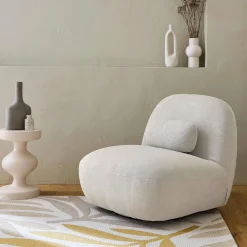 Tappeto per interni/esterni, motivo vegetale beige e senape