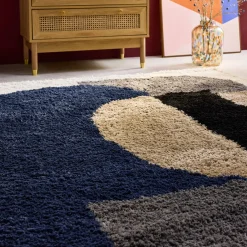 Tappeto shaggy per interni, motivo geometrico, multicolore
