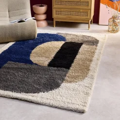 Tappeto shaggy per interni, motivo geometrico, multicolore