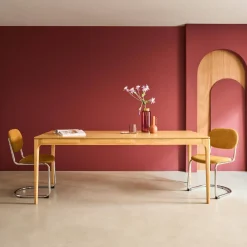 Tavola da pranzo rettangolare in legno di hevea di 8 posti