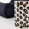 Tavolino da divano in acciaio smaltato, motivo leopardo, 46cm