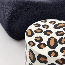 Tavolino da divano in acciaio smaltato, motivo leopardo, 46cm
