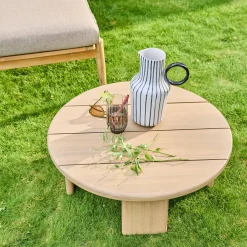Tavolino da giardino rotondo in legno di acacia, 70cm