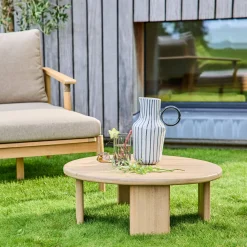 Tavolino da giardino rotondo in legno di acacia, 70cm