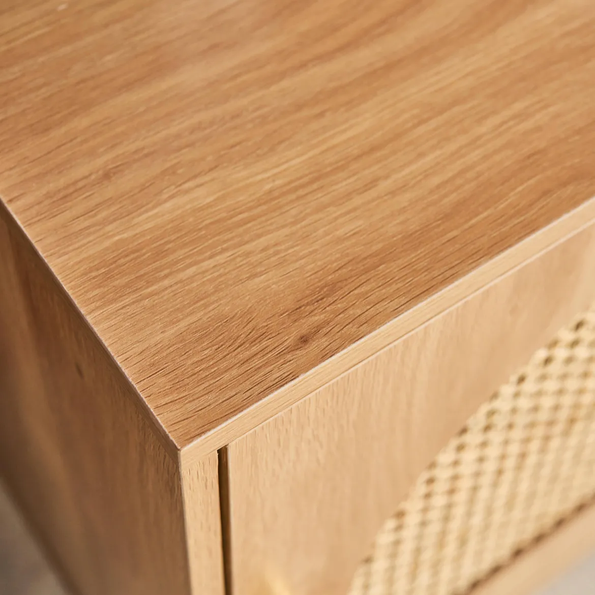 Tavolino di legno e canna, 1 cassetto