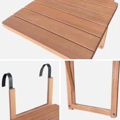 Tavolino in legno di acacia pieghevole quadrato, 40x40cm