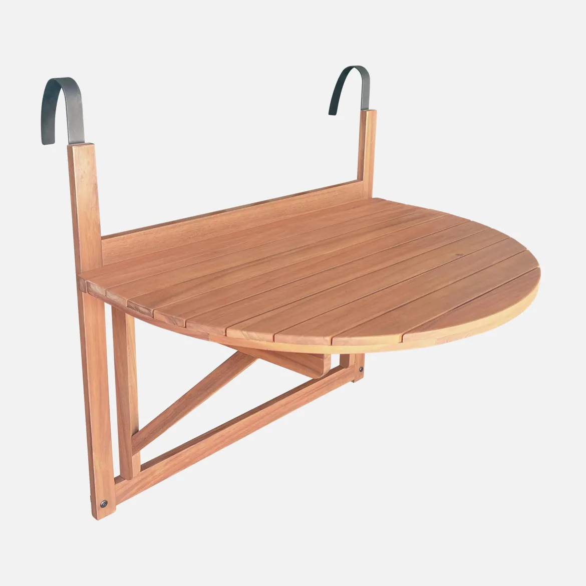 Tavolino in legno di acacia pieghevole semirotondo, 70cm