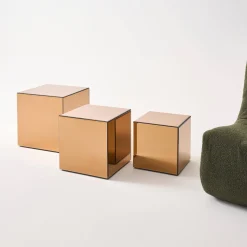 Tavolino, lato del divano, cubo a specchio 35cm