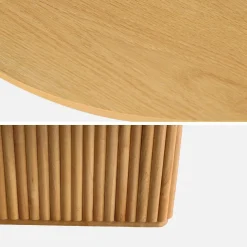 Tavolino ovale in legno di hevea placcato rovere
