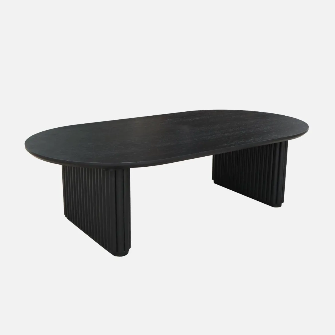 Tavolino ovale in legno di hevea placcato rovere