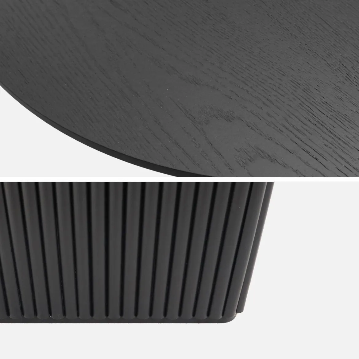Tavolino ovale in legno di hevea placcato rovere