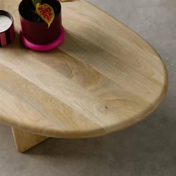 Tavolino ovale in legno di mango