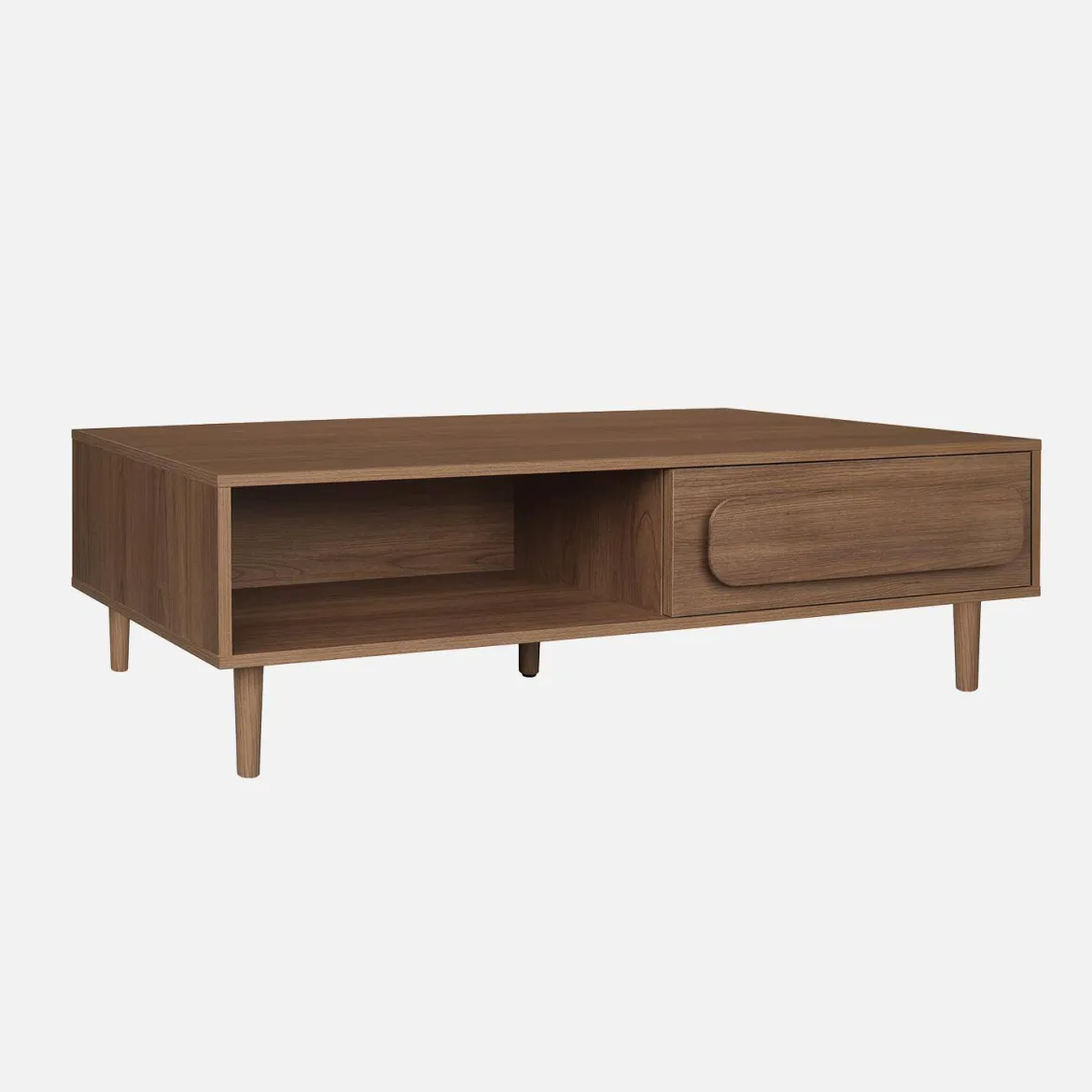 Tavolino basso vintage effetto legno 1 cassetto