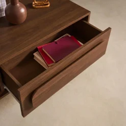 Tavolino basso vintage effetto legno 1 cassetto
