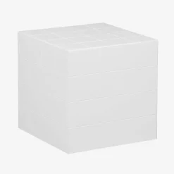 Tavolino cubico con finitura in ceramica opaca e piastrelle