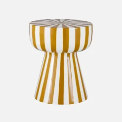 Tavolino in acciaio smaltato a righe bicolore, 41cm