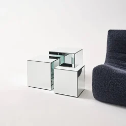 Tavolino, lato del divano, cubo a specchio 35cm
