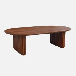 Tavolino ovale in legno di hevea placcato rovere