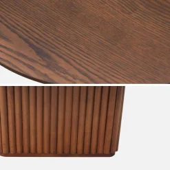 Tavolino ovale in legno di hevea placcato rovere