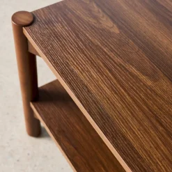 Tavolino rettangolare decorazione legno doppio ripiano