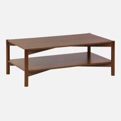 Tavolino rettangolare decorazione legno doppio ripiano