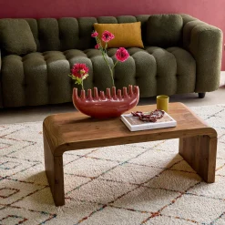 Tavolino rettangolare in legno massello di acacia