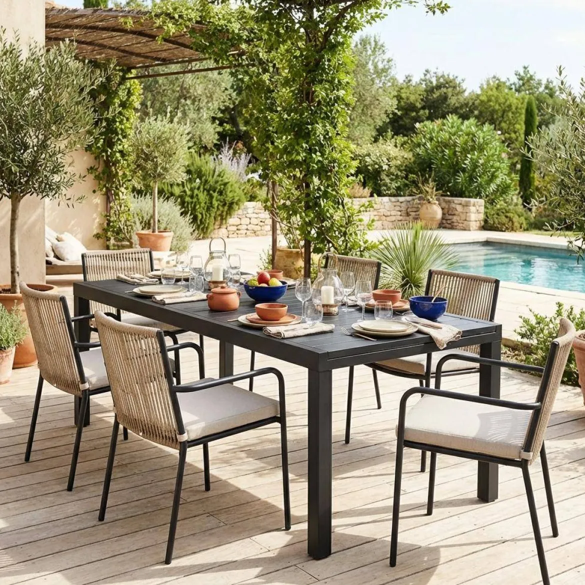 Tavolo da giardino allungabile in alluminio 10-12 posti, 320cm