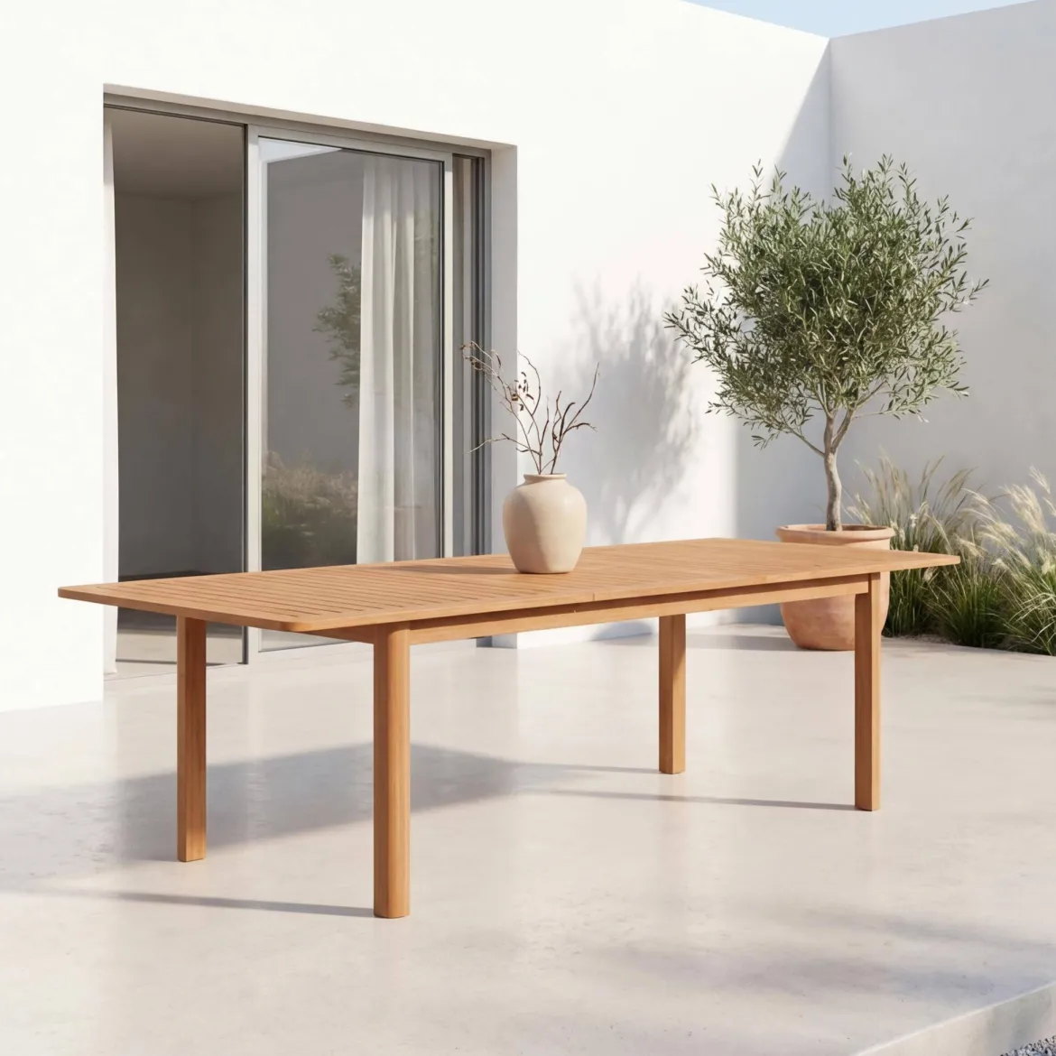 Tavolo da giardino allungabile in legno di eucalipto, 6-8 posti