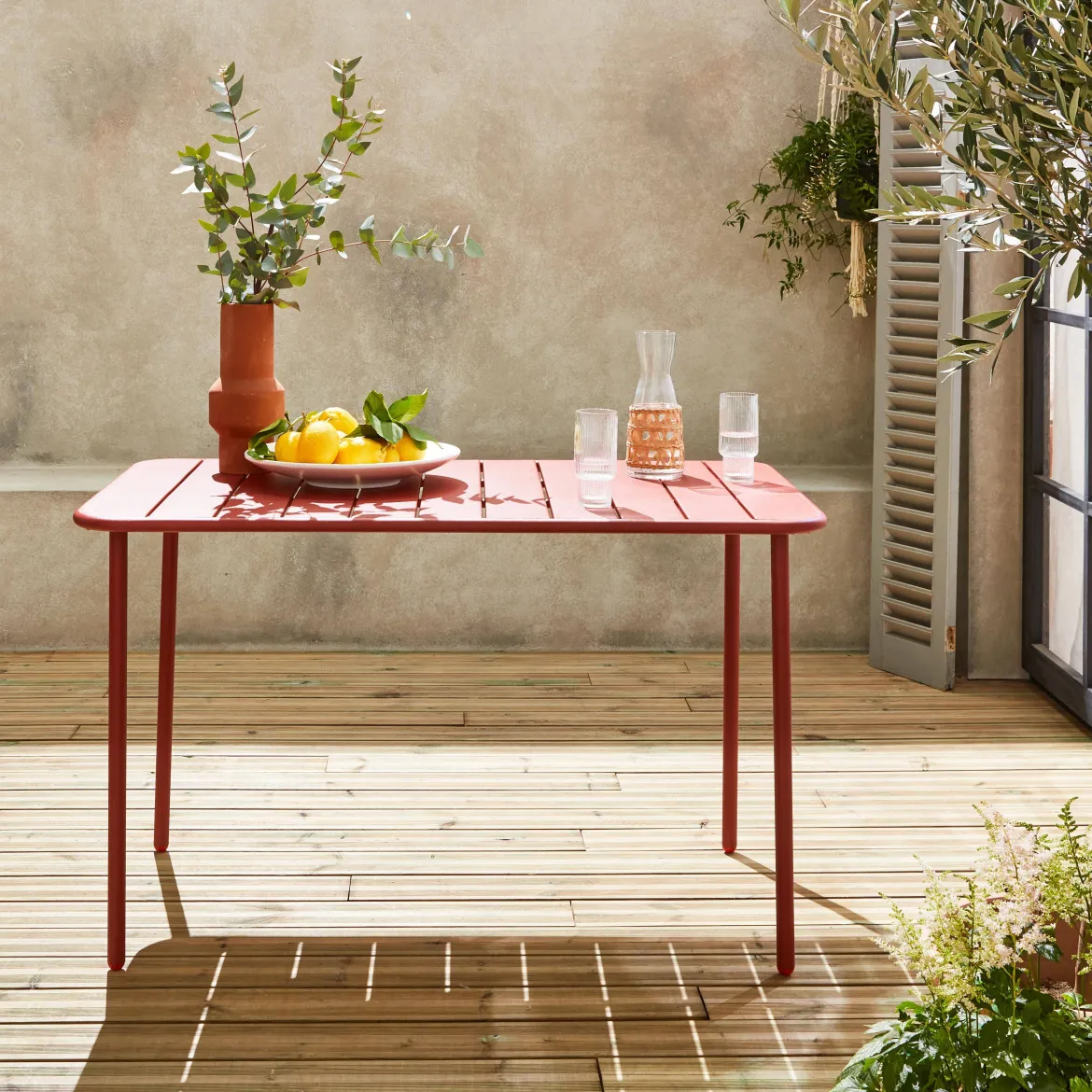Tavolo da giardino in acciaio, 4 posti, 120cm
