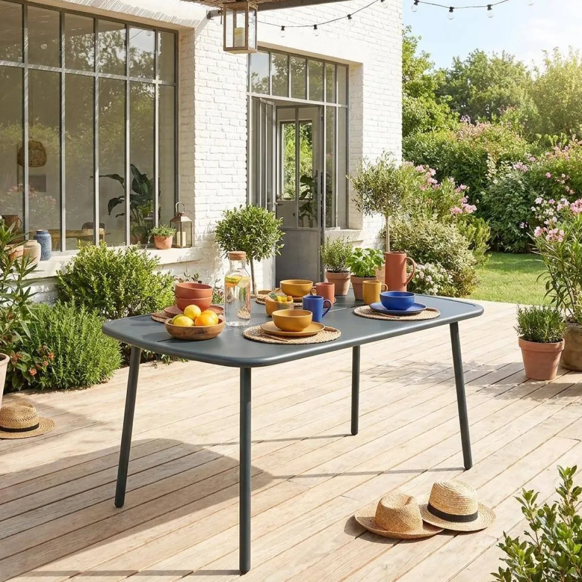 Tavolo da giardino in alluminio, 4-6 posti