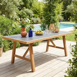 Tavolo da giardino in legno di acacia e alluminio, 8 posti