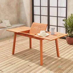 Tavolo da giardino rettangolare allungabile in legno, 6 a 10 posti