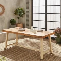 Tavolo da interno/esterno in legno e metallo, 6-8 posti