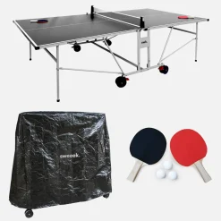 Tavolo da ping pong per esterni 274cm con 2 racchette e 3 palline + copertura in PVC