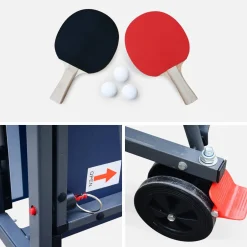 Tavolo da ping pong per interni piegabile con 2 racchette e 3 palline, 274cm