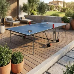 Tavolo da ping pong per interni piegabile con 2 racchette e 3 palline, 274cm