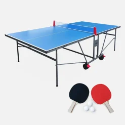 Tavolo da ping pong per interni piegabile con 2 racchette e 3 palline, 274cm