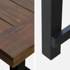 Tavolo da pranzo in legno e metallo, 2 poltrone, 4 sedie
